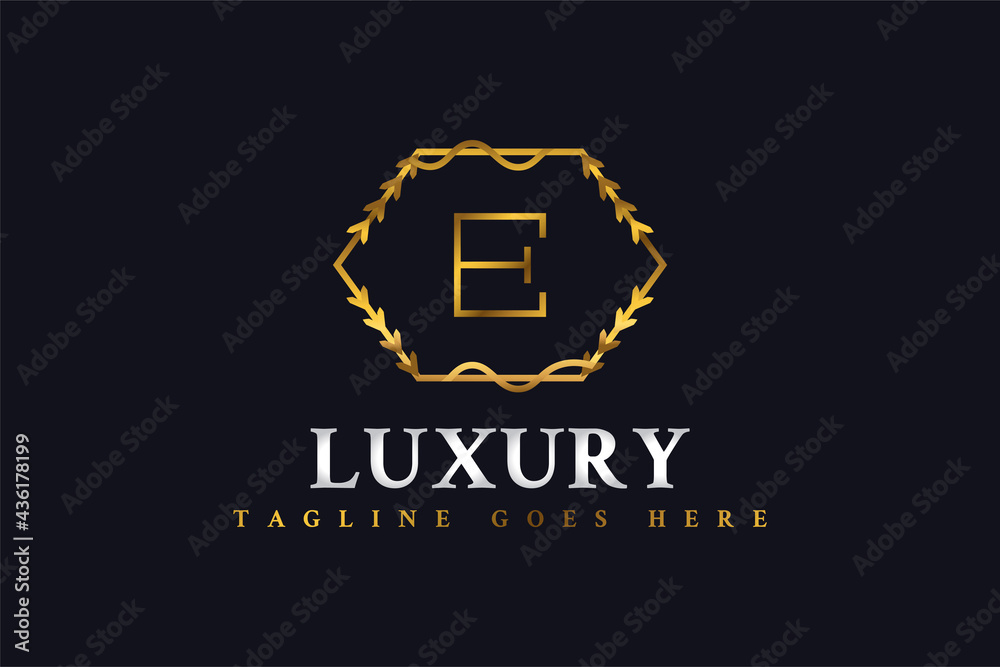 Elegant Letter E Logo Design with Line Style in Golden Gradient Elegant Letter E Logo Design with Line Style in Golden Gradient