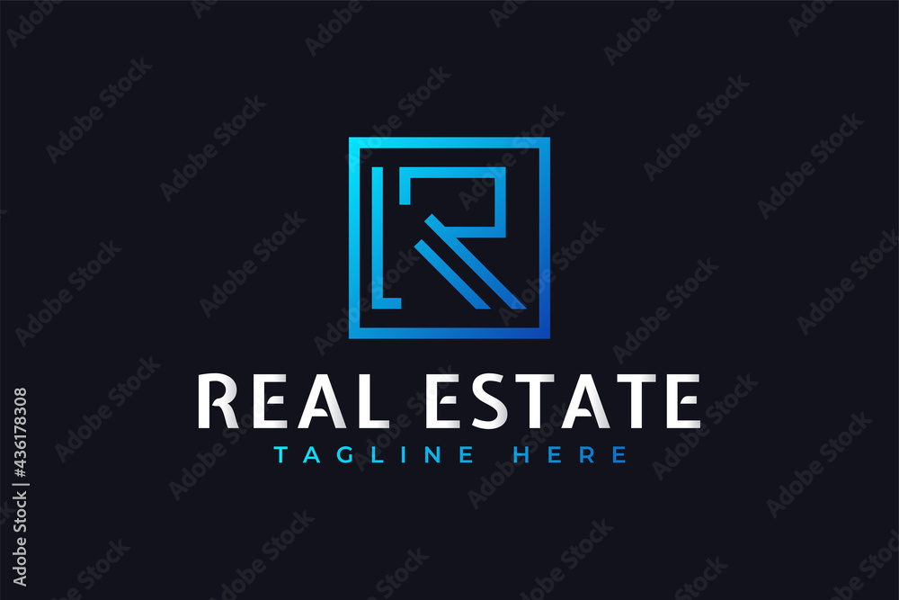Initial Letter R Logo With Line Style in Blue Gradient. Usable For Business or Technology Logos Initial Letter R Logo With Line Style in Blue Gradient. Usable For Business or Technology Logos