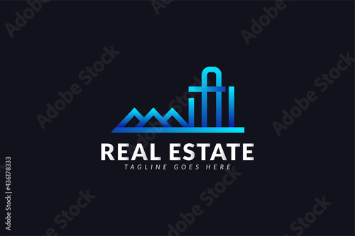 Modern Minimalist Real Estate Logo. Construction  Architecture or Building Logo Design