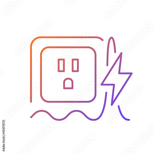 Power surge gradient linear vector icon. Brief overvoltage spikes. Unexpected electricity flow interruption. Thin line color symbols. Modern style pictogram. Vector isolated outline drawing