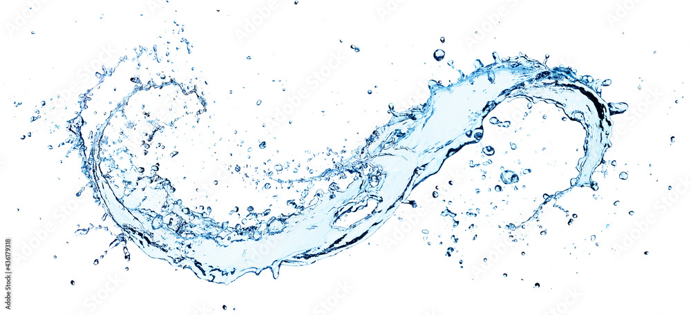 Splash Flow Water With Fresh Drops - obrazy, fototapety, plakaty 
