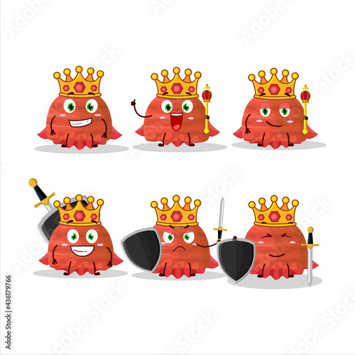 Fototapeta Naklejka Na Ścianę i Meble -  A Charismatic King watermelon ice cream scoops cartoon character wearing a gold crown