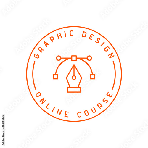 Graphic design course icon. Online education logo template