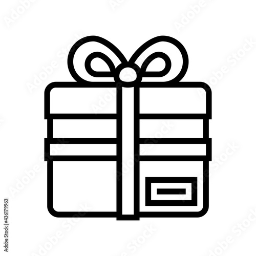 gift box with ribbon bow line icon vector. gift box with ribbon bow sign. isolated contour symbol black illustration