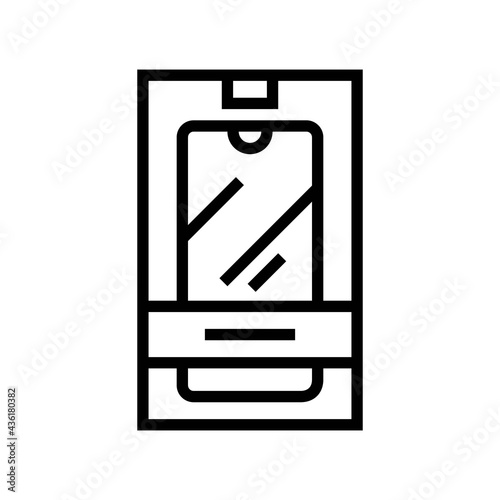 mobile phone box line icon vector. mobile phone box sign. isolated contour symbol black illustration