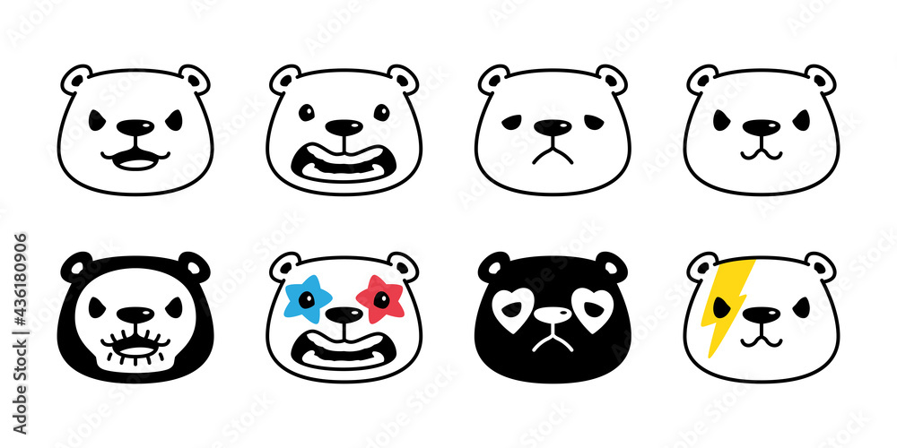 Bear vector polar bear icon halloween make up face rock fancy logo teddy head cartoon character doodle symbol illustration design Bear vector polar bear icon halloween make up face rock fancy logo teddy head cartoon character doodle symbol illustration design