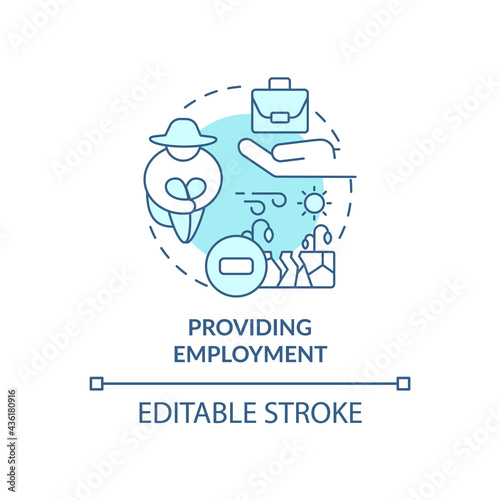 Providing employment concept icon. Carbon offsetting abstract idea thin line illustration. Mitigating negative impacts on business. Vector isolated outline color drawing. Editable stroke