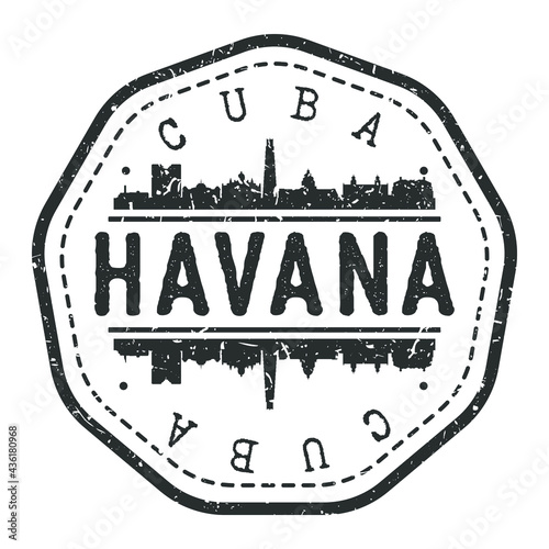 Havana, Cuba Stamp Skyline Postmark. Silhouette Postal Passport. City Round Vector Icon. Vintage Postage Design.
