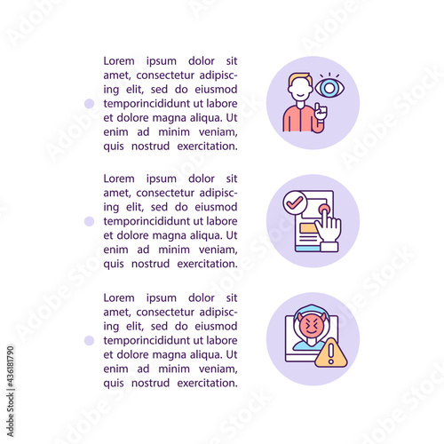 Cautious posting and sharing online concept line icons with text. PPT page vector template with copy space. Brochure, magazine, newsletter design element. Cyber safety linear illustrations on white