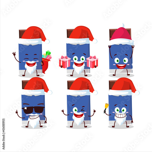Santa Claus emoticons with chocolate bar cartoon character © kongvector