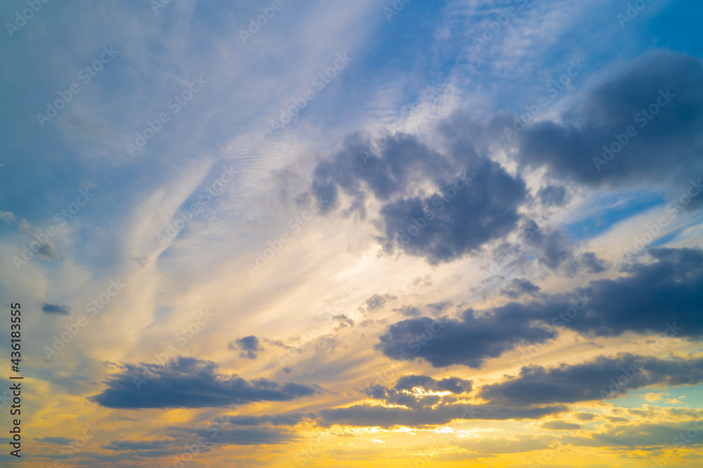 Beautiful textured sky with clouds at sunset Beautiful textured sky with clouds at sunset