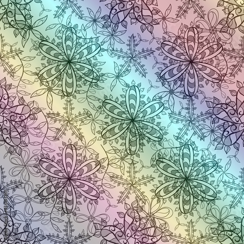 Pattern with interesting doodles on colorfil background.
