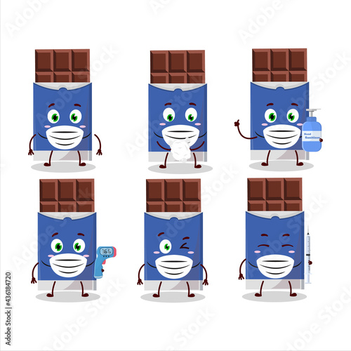 A picture of chocolate bar cartoon design style keep staying healthy during a pandemic