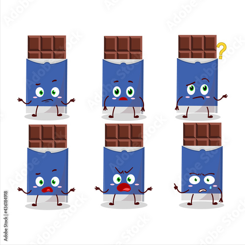 Cartoon character of chocolate bar with what expression