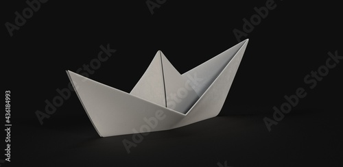 Paper boat on soft surface 3d.