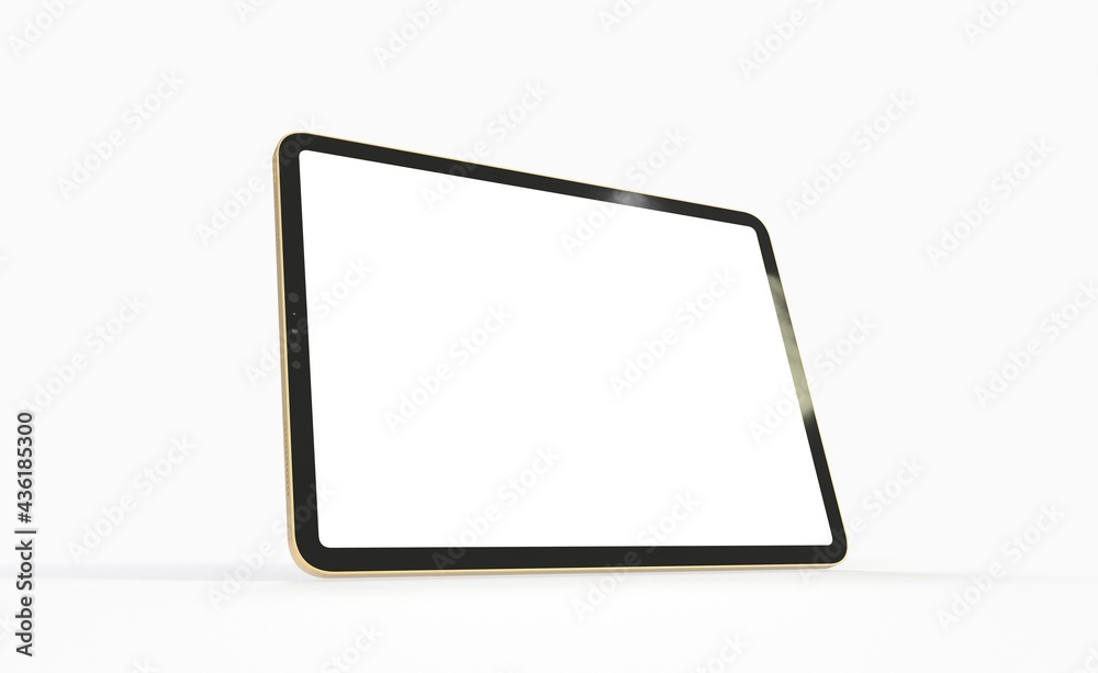 Photo 3D brandless tablet with empty screen isolated ipad