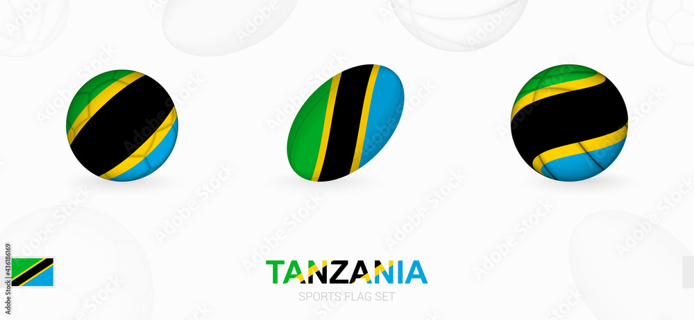 Sports icons for football, rugby and basketball with the flag of Tanzania. Sports icons for football, rugby and basketball with the flag of Tanzania.