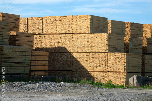 Stack of planks in a lumber yard