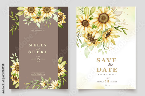 watercolor sunflower invitation card set