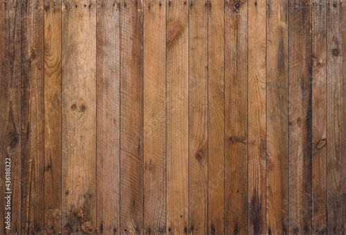 Old wood background texture. Vintage weathered rough planks with rusty nails, evenly sharp and detailed backdrop.