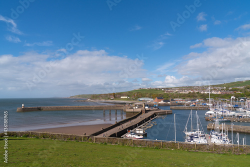 Obraz na plátně Whitehaven Cumbria coast town near the Lake District with boats and harbour Engl