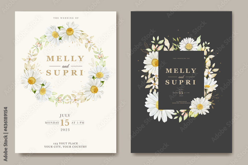 Watercolor Chrysanthemum Wedding Card Graphic