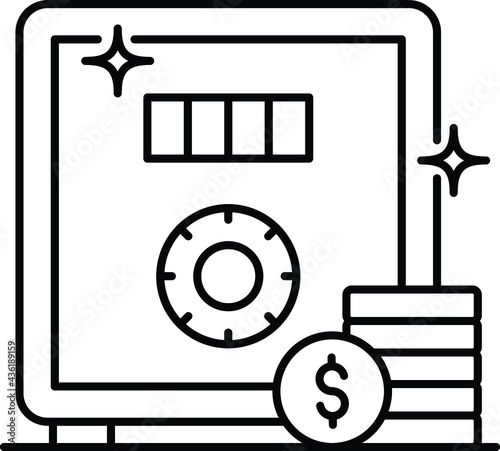 Fireproof money locker box Concept,  
Unbreachable Safes and Vault Vector Icon Design, Business and Management Symbol, Banking and finance Sign, ECommerce and Delivery Stock illustration 