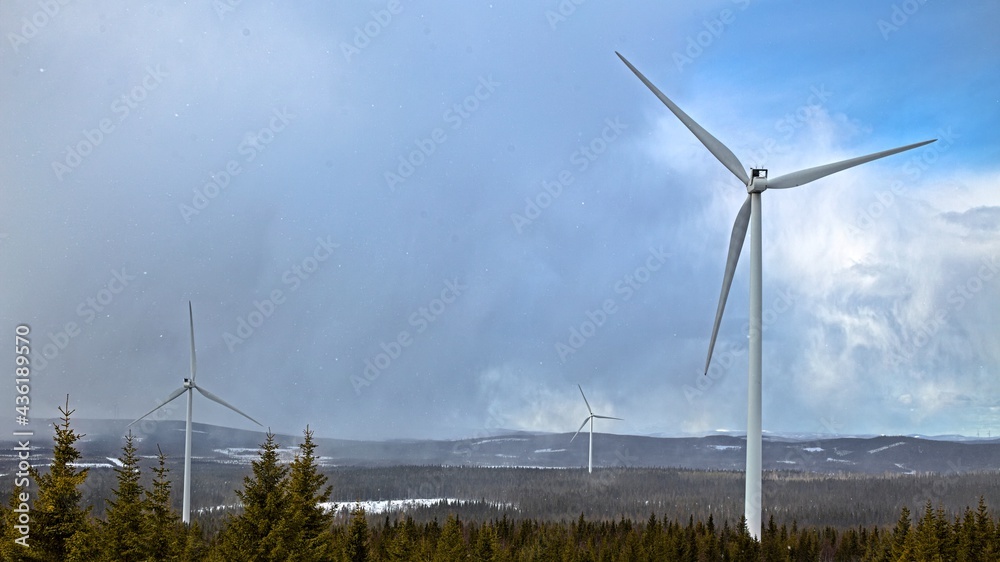 Rain clouds in Amliden wind park in Sweden Rain clouds in Amliden wind park in Sweden