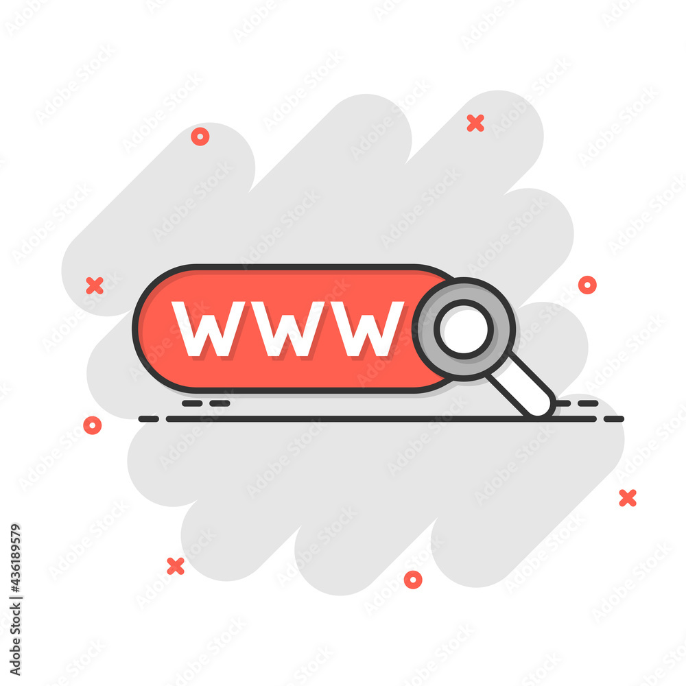 Global search icon in comic style. Website address cartoon vector illustration on white isolated background. WWW network splash effect business concept. Global search icon in comic style. Website address cartoon vector illustration on white isolated background. WWW network splash effect business concept.