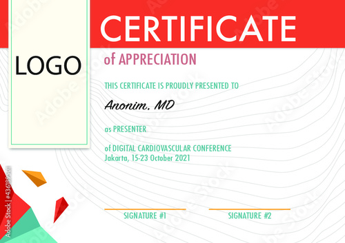 Certificate of Appreciation Orange Design for conferences 