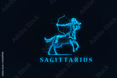 Sign of the zodiac Sagittarius. The centaur shoots a bow photo