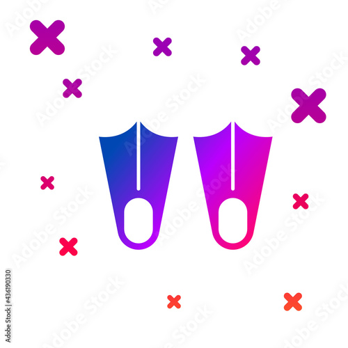 Color Rubber flippers for swimming icon isolated on white background. Diving equipment. Extreme sport. Diving underwater equipment. Gradient random dynamic shapes. Vector