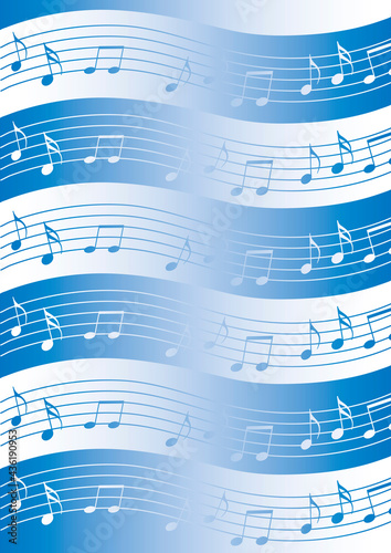 Music background with musical notes.
Illustration of blue Wavy musical motif. Vector available.