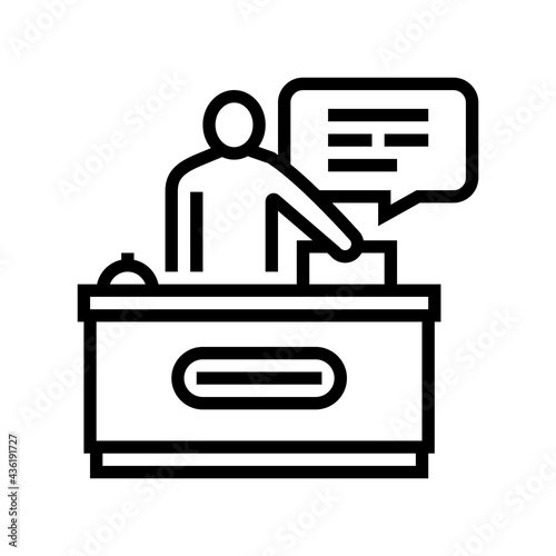 reception motel line icon vector. reception motel sign. isolated contour symbol black illustration