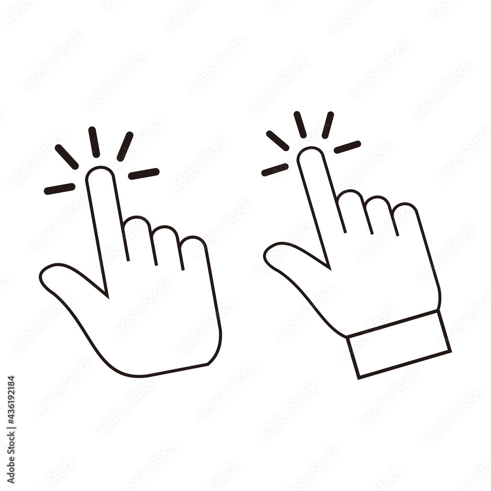 Hand click set vector icon illustration sign Hand click set vector icon illustration sign