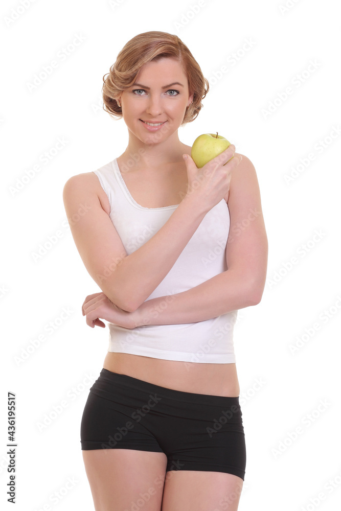 young healthy woman with apple young healthy woman with apple