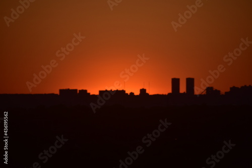 city skyline at sunset