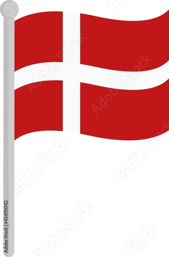 Vector illustration of the flag of denmark on a pole
