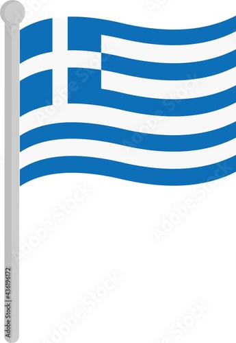 Vector illustration of the flag of greece on a pole