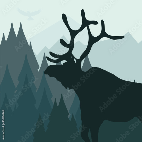 silhouette deer landscape