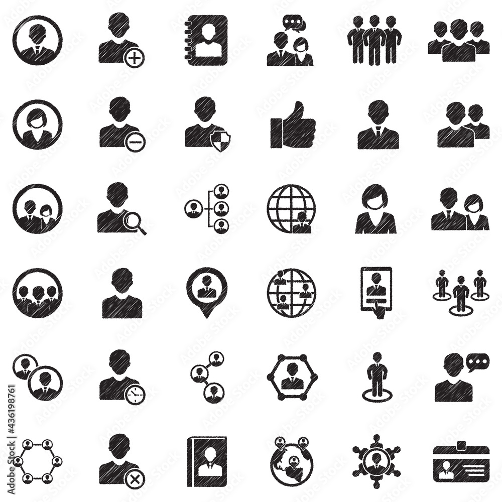 User Icons. Black Scribble Design. Vector Illustration. User Icons. Black Scribble Design. Vector Illustration.