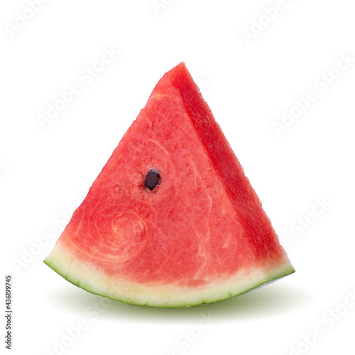 Slice of ripe red watermelon slice isolated on a white background