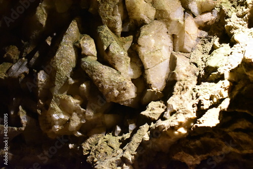 Crystals close up in crystal cave in Switzerland