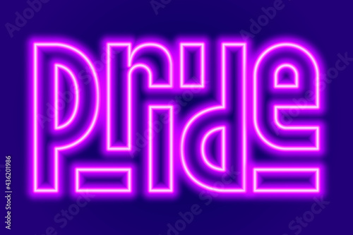 word pride neon sign for pride month. Vector illustration