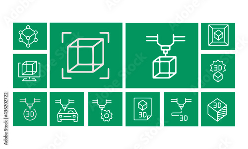  3D printing icons vector design 