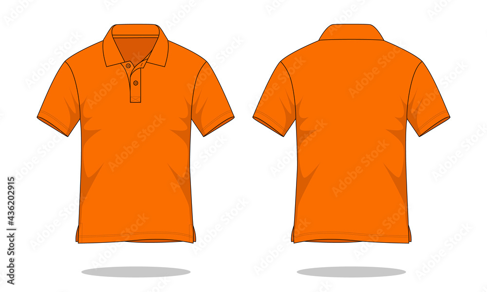 Orange short sleeve polo shirt template vector on white background ...
