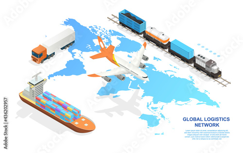 Freight industry logistics and transportation with different vehicles