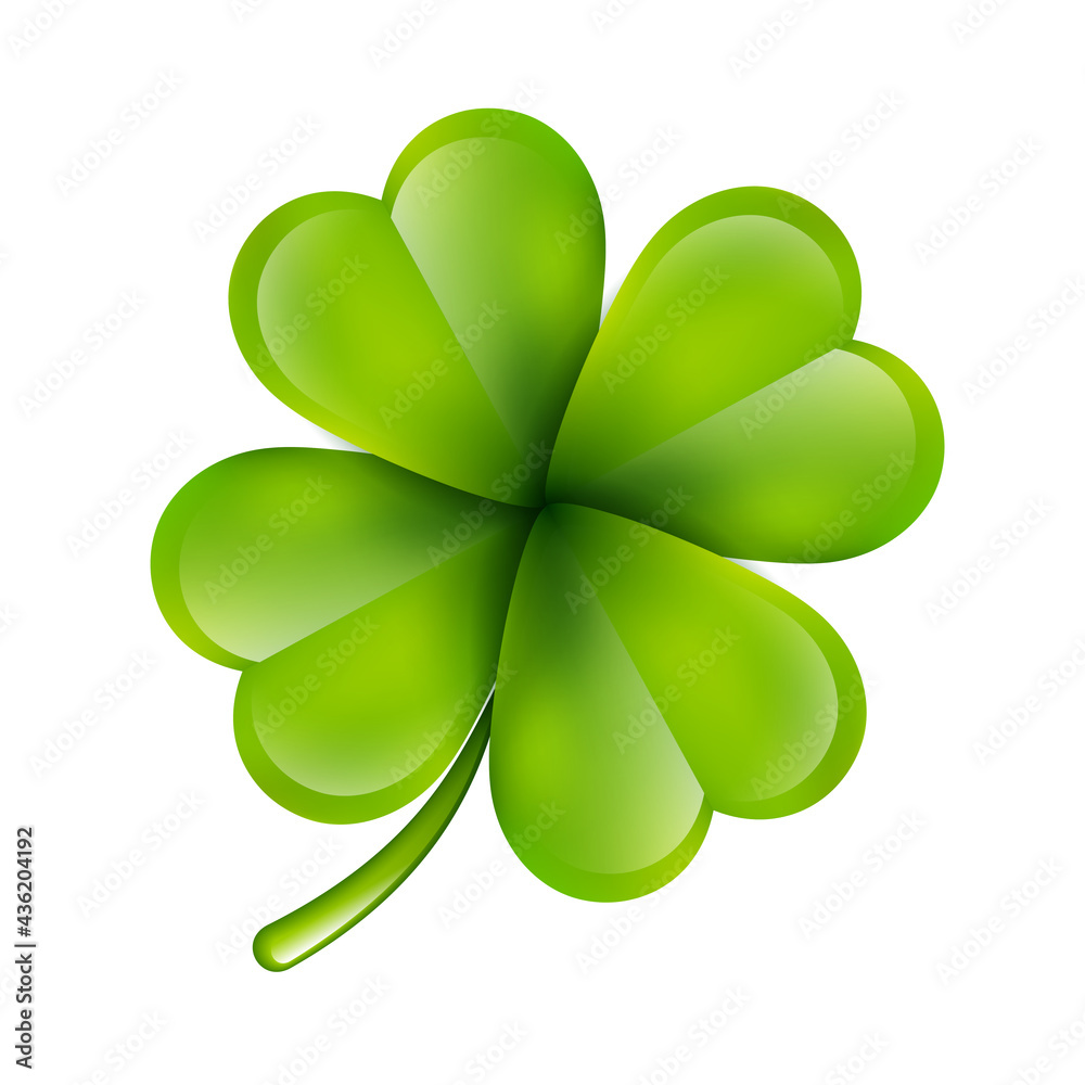 Realistic green leaf clover on white background Vector Realistic green leaf clover on white background Vector