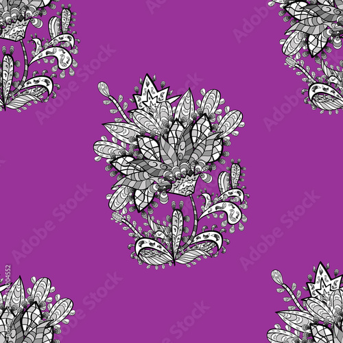 seamless pattern with white floral doodles elements
