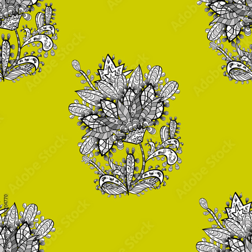 seamless pattern with white floral doodles elements